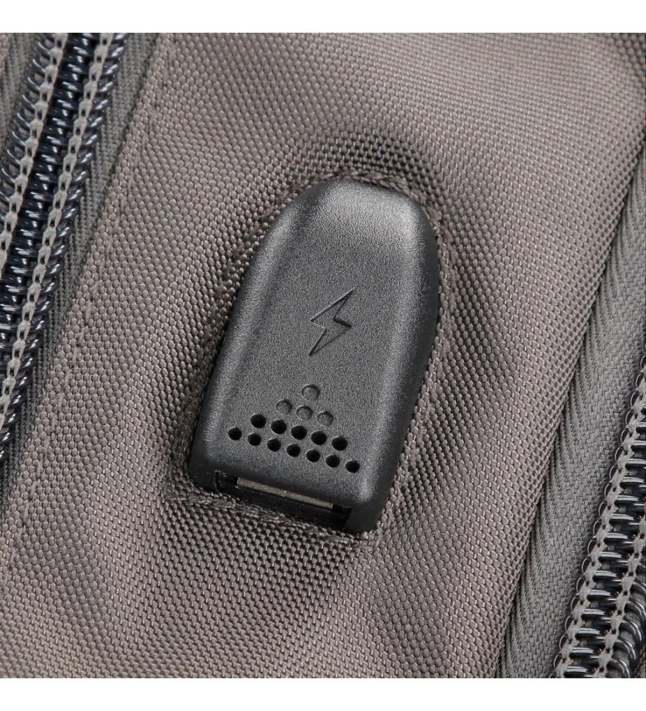 Mochila Pepe Jeans Stratford 44 cm adaptable dos compartimentos gris