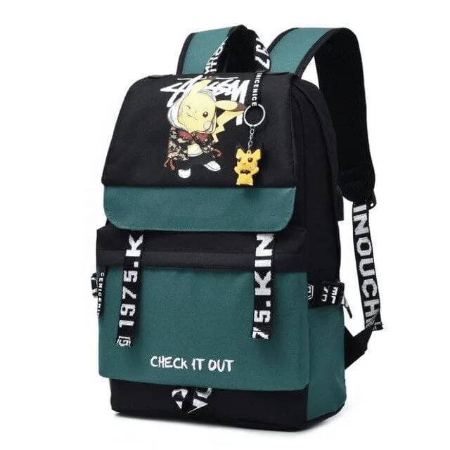 Mochila Pokémon Pikachu Verde