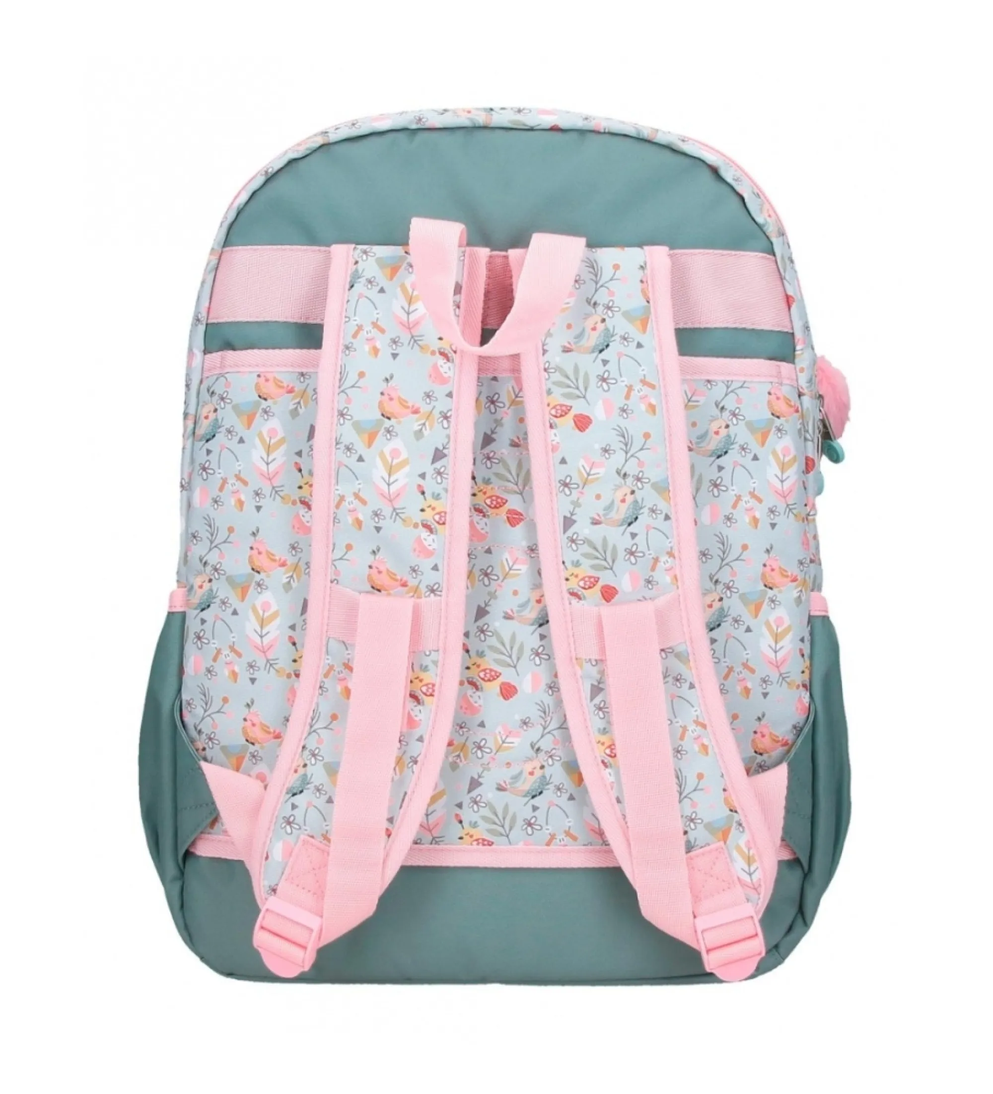 Mochila porta ordenador Tropical love dos compartimentos rosa