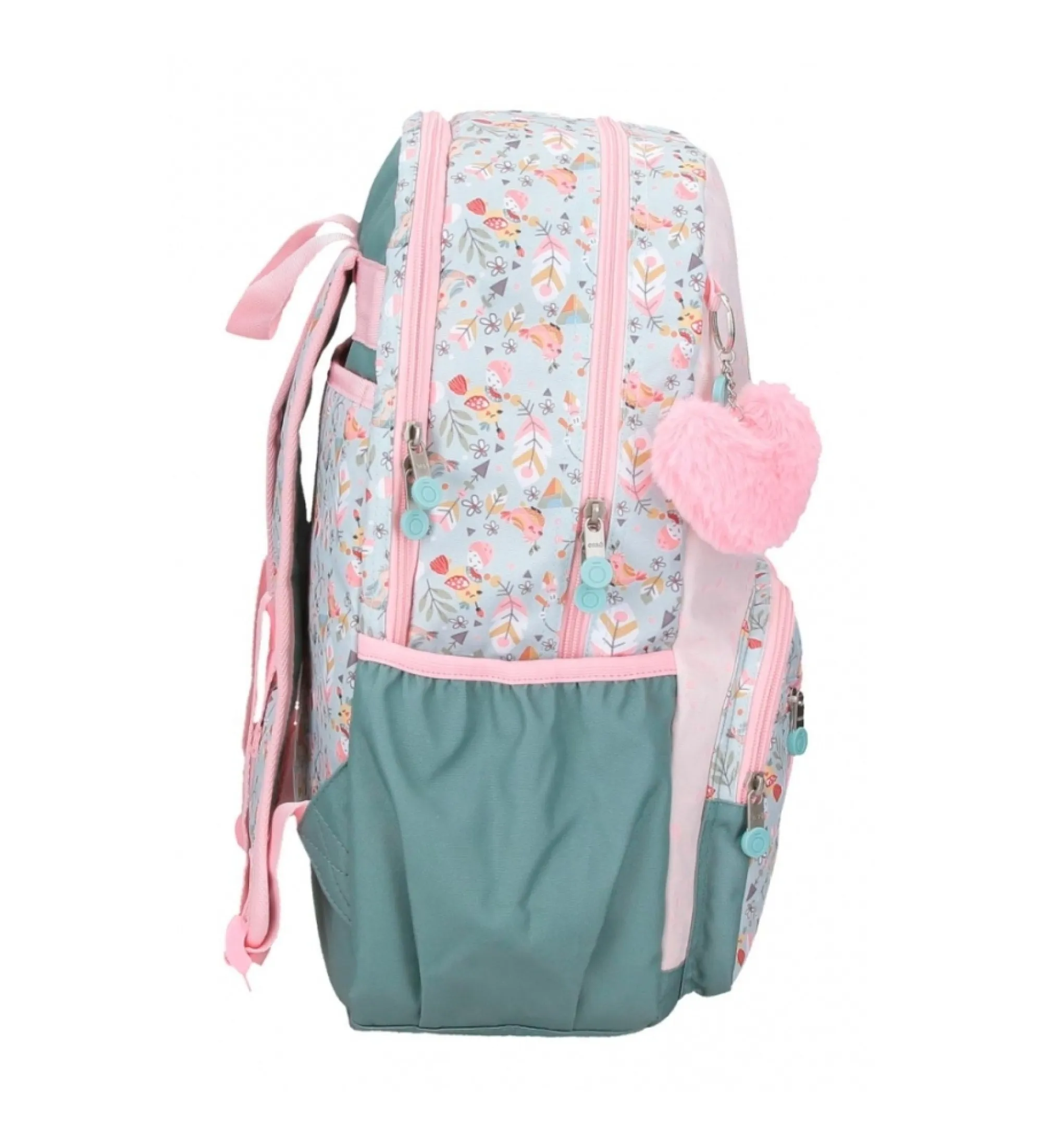 Mochila porta ordenador Tropical love dos compartimentos rosa