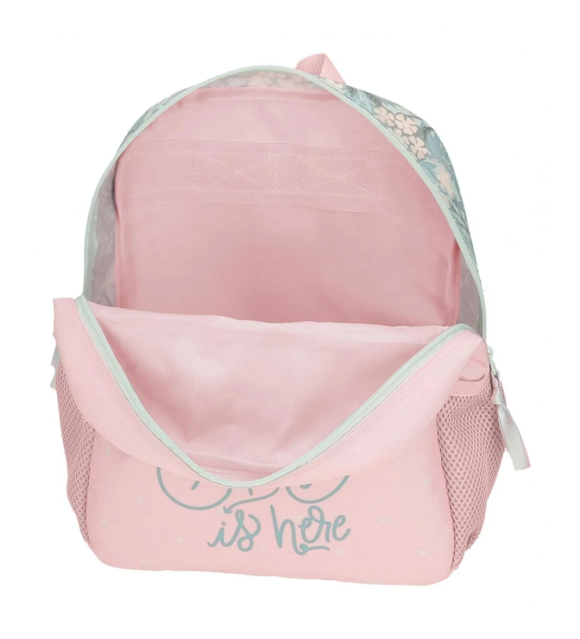 Mochila Roll Road Spring is here 33 cm con carro rosa