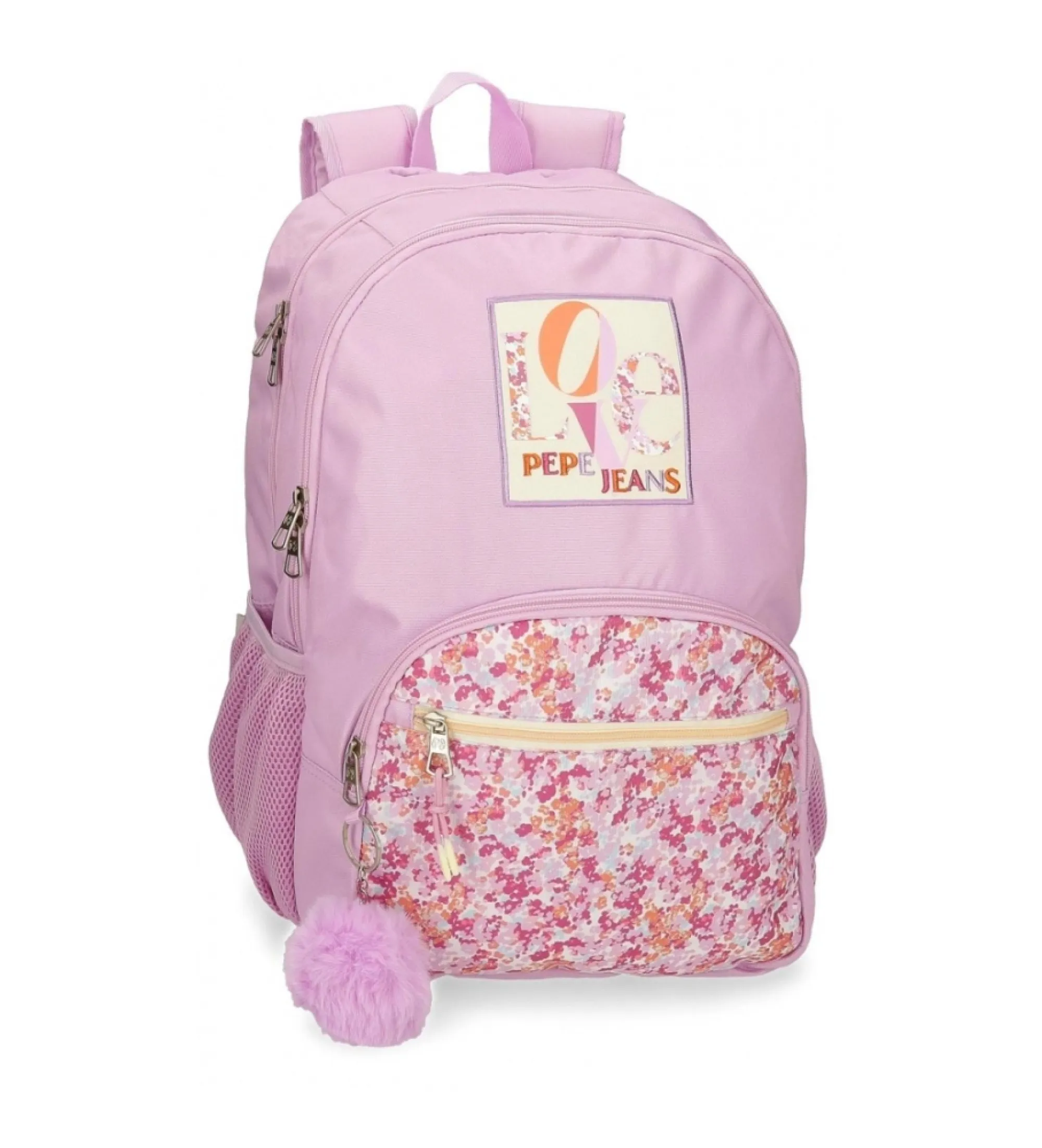 Mochila Sandra dos compartimentos 45 cm adaptable a carro rosa