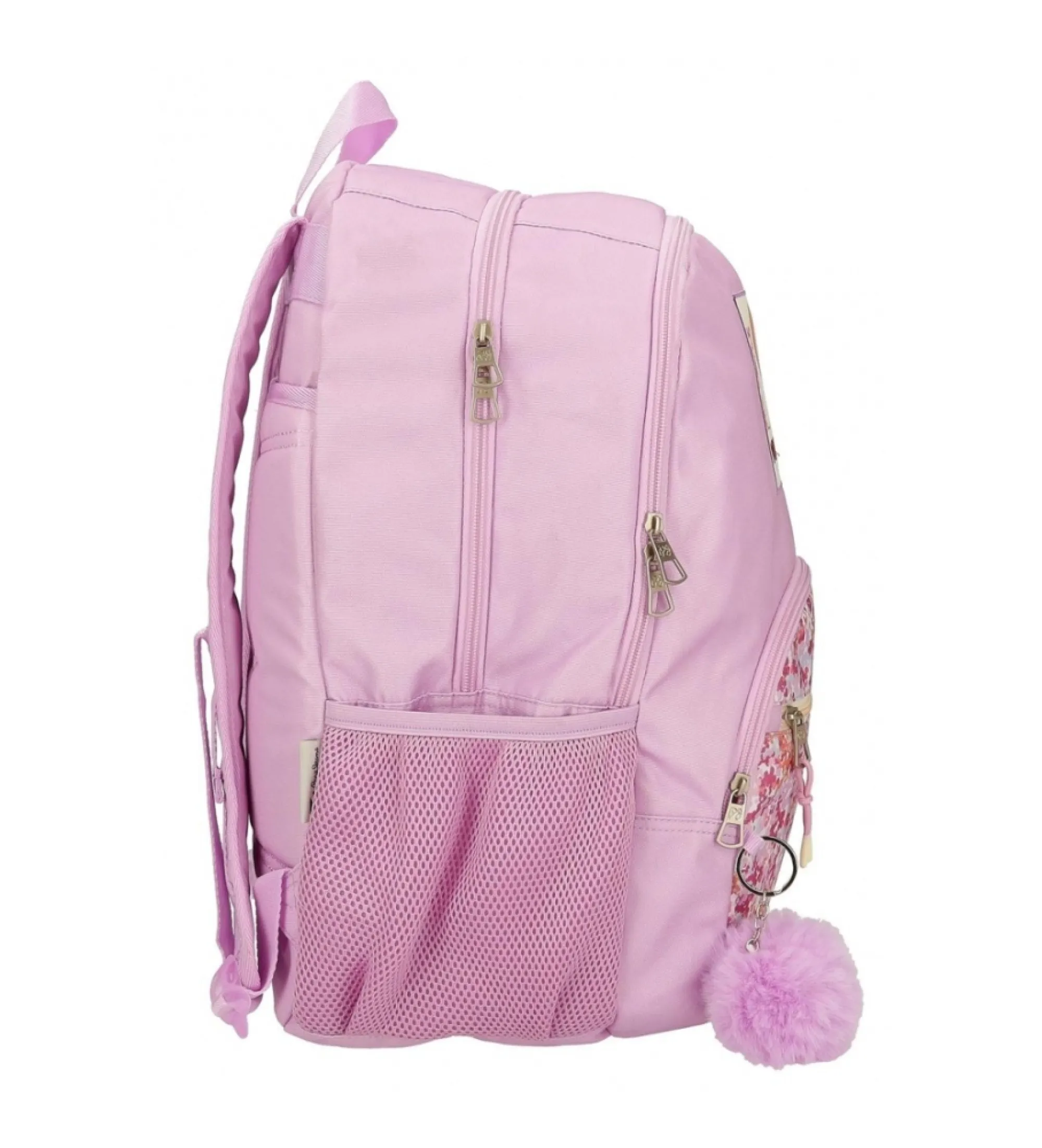 Mochila Sandra dos compartimentos 45 cm adaptable a carro rosa