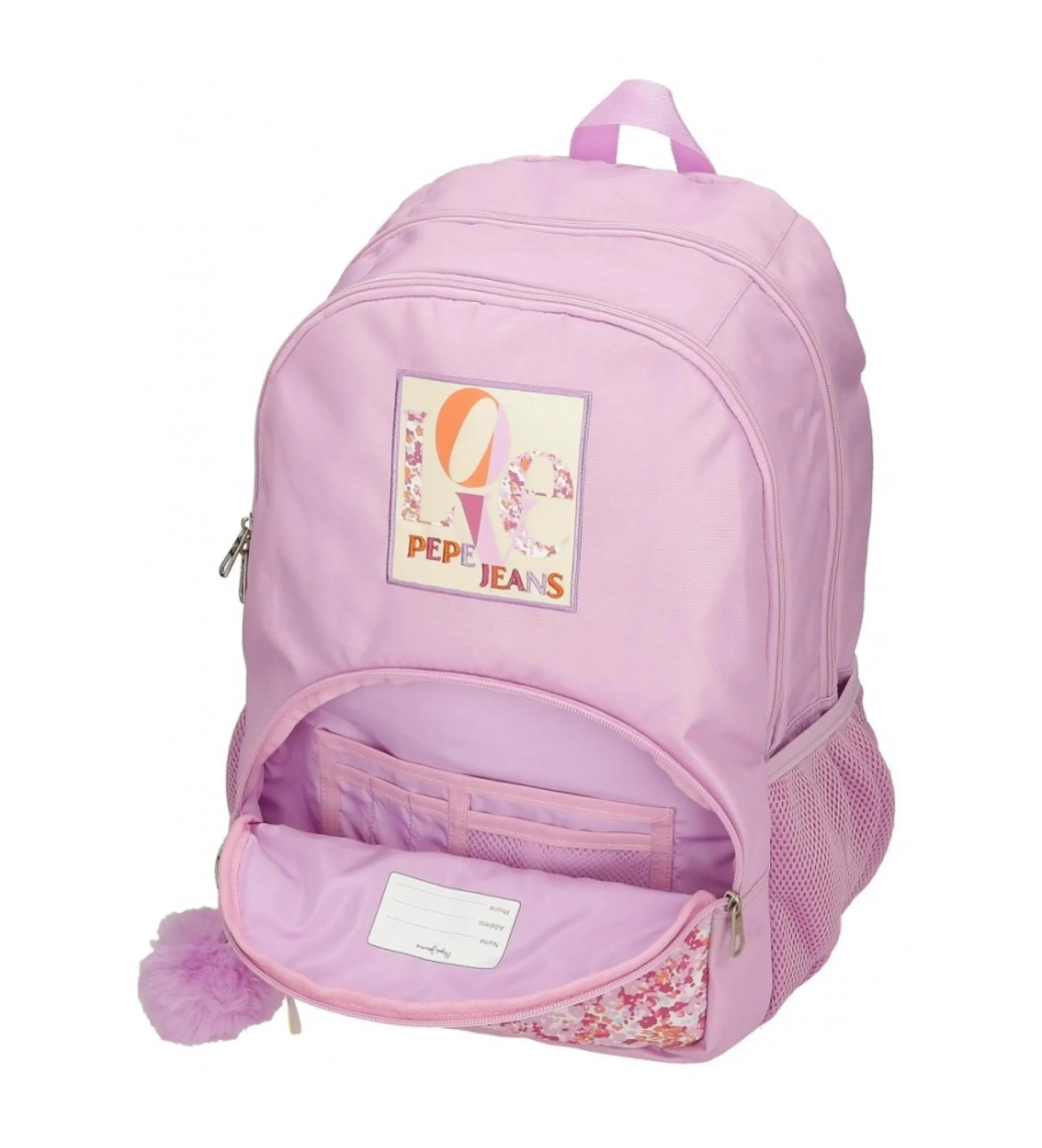 Mochila Sandra dos compartimentos 45 cm adaptable a carro rosa