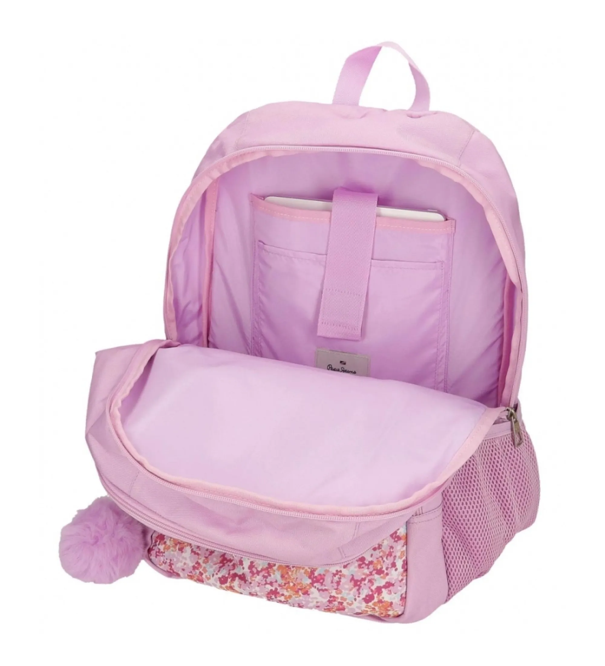 Mochila Sandra dos compartimentos 45 cm adaptable a carro rosa