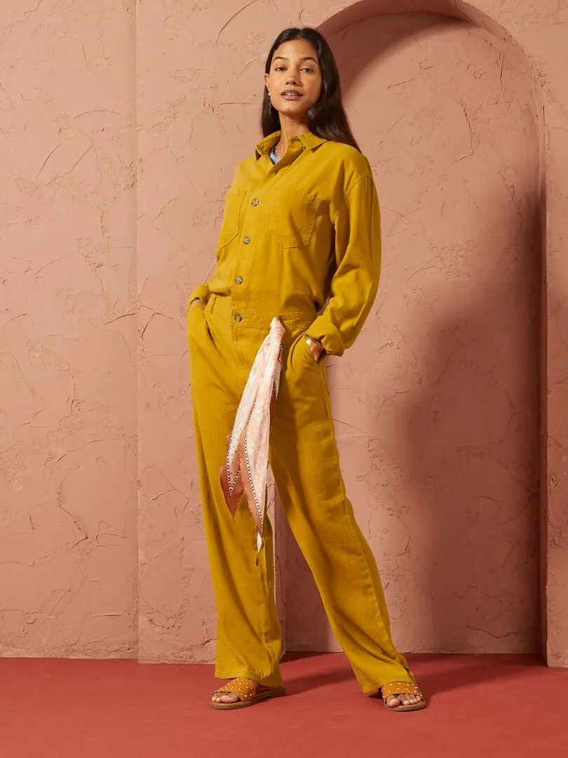 MONO CON MEZCLA DE LINO   UNISEX  AMARILLO