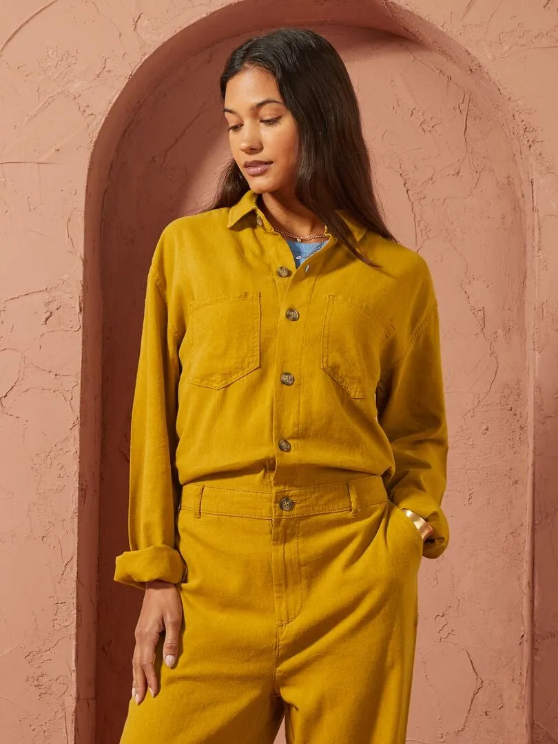 MONO CON MEZCLA DE LINO   UNISEX  AMARILLO