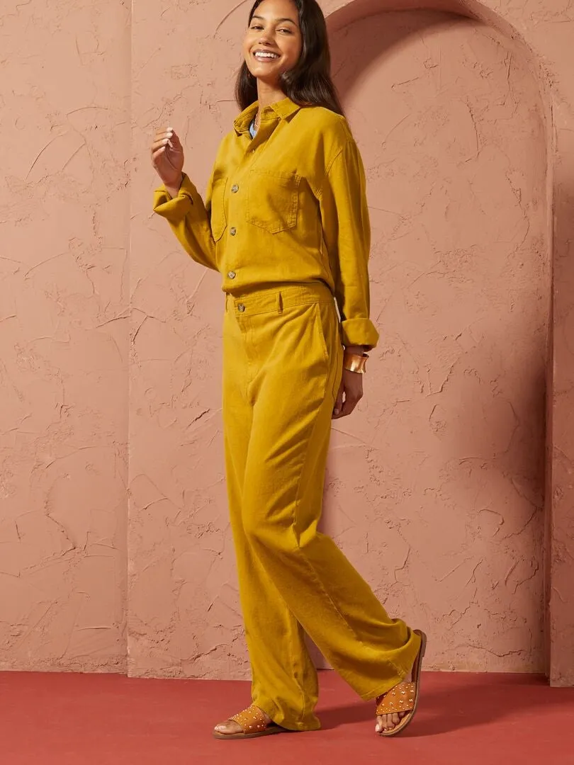 MONO CON MEZCLA DE LINO   UNISEX  AMARILLO