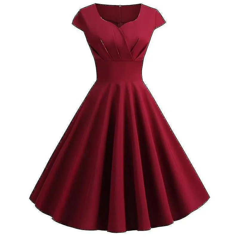 MUJERES RETRO 1950S 60S VINTAGE ROCKABILLY EVENING SKATER DRESS PROM VNECK PARTY SWING GOWN