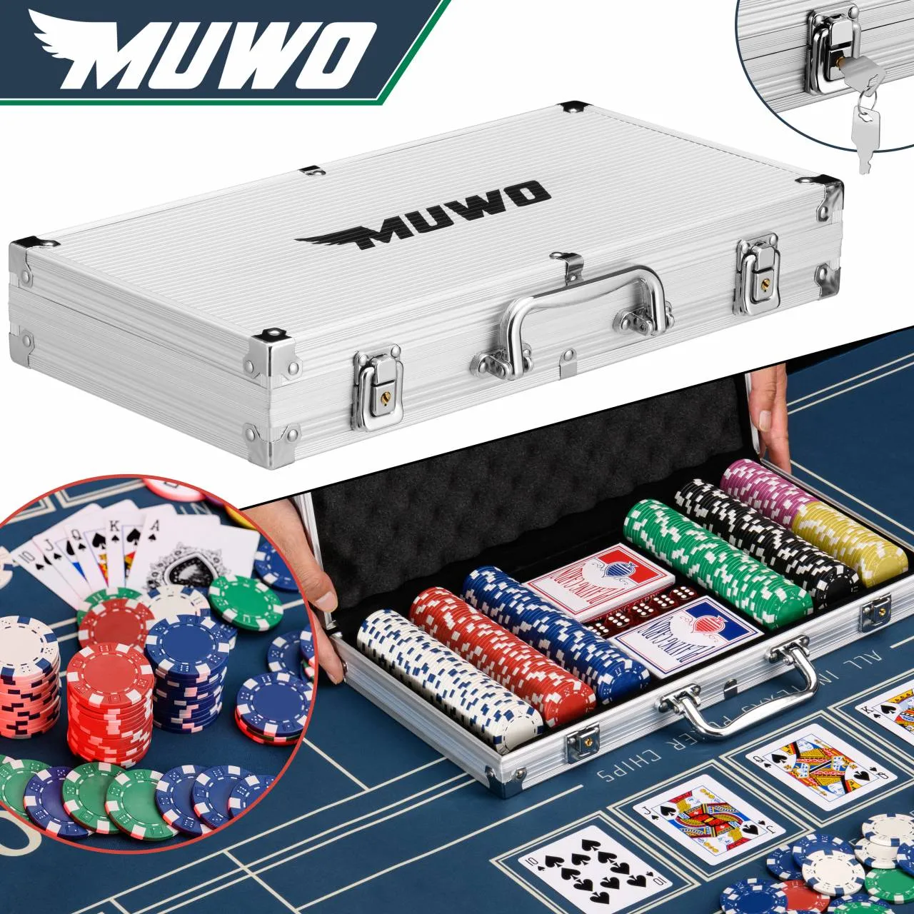 MUWO "ALL IN" ESTUCHE DE PóQUERCONJUNTO CON 300 FICHAS