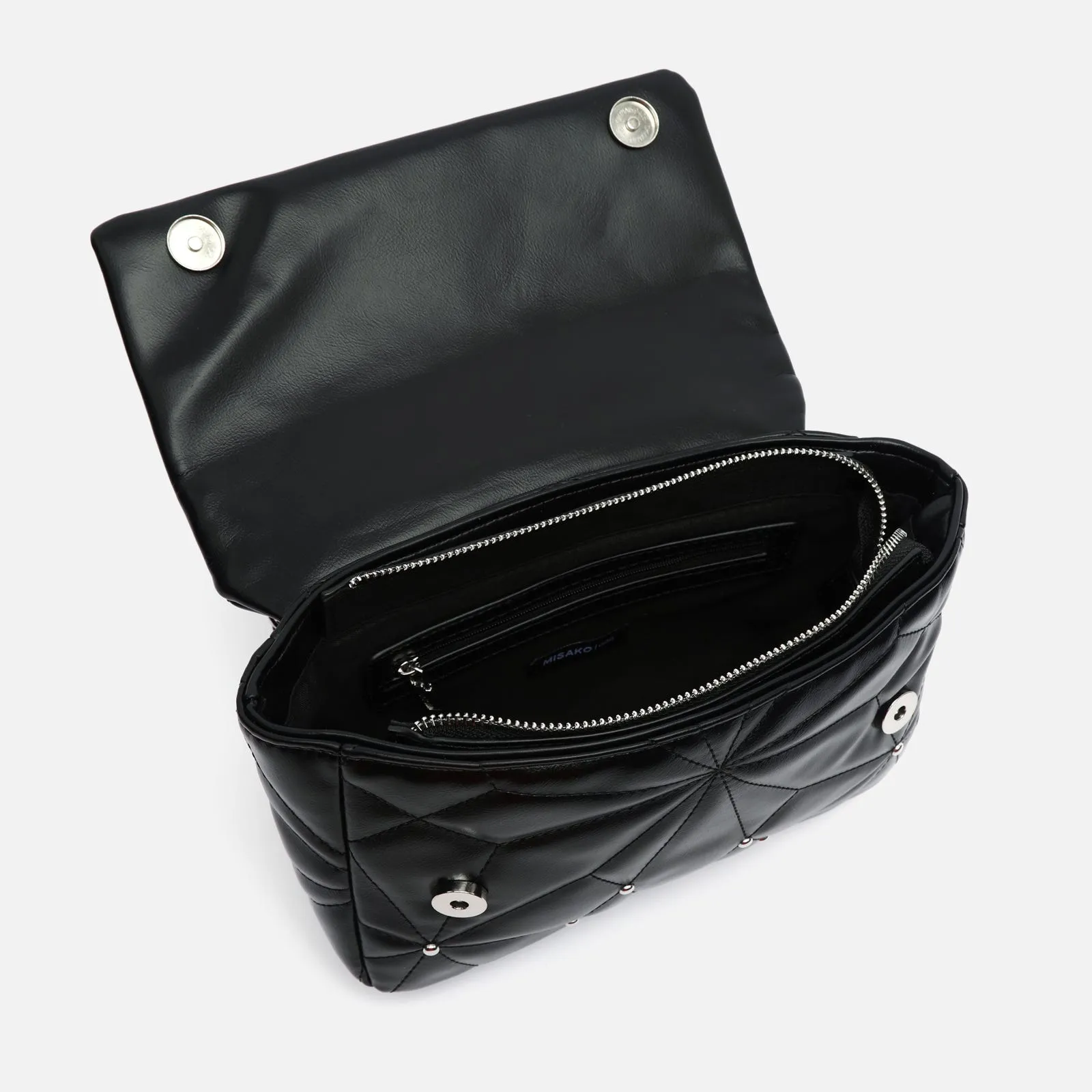 Naida bolso bandolera acolchado con detalles metálicos