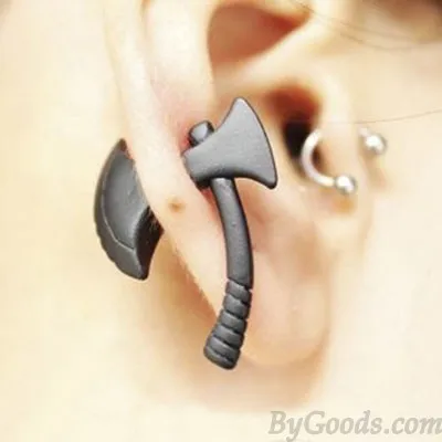 Night Club Mini Animal/Tool Pattern Black Ear Studs