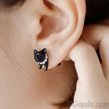Night Club Mini Animal/Tool Pattern Black Ear Studs