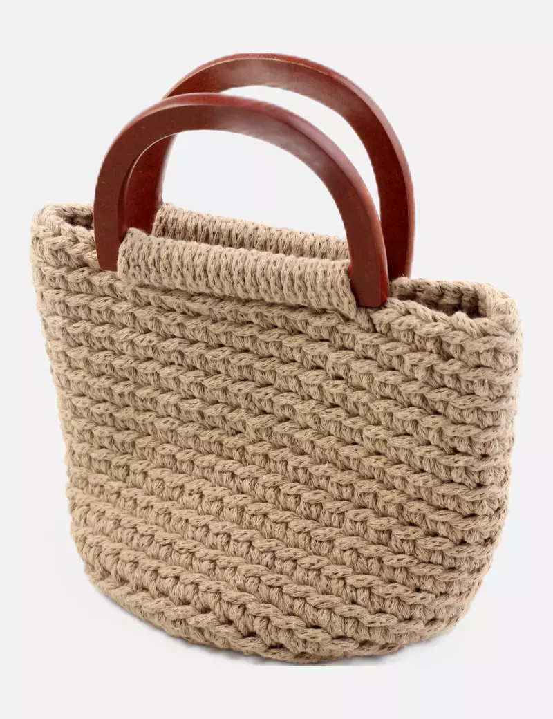 NoName Bolso beige asas madera
