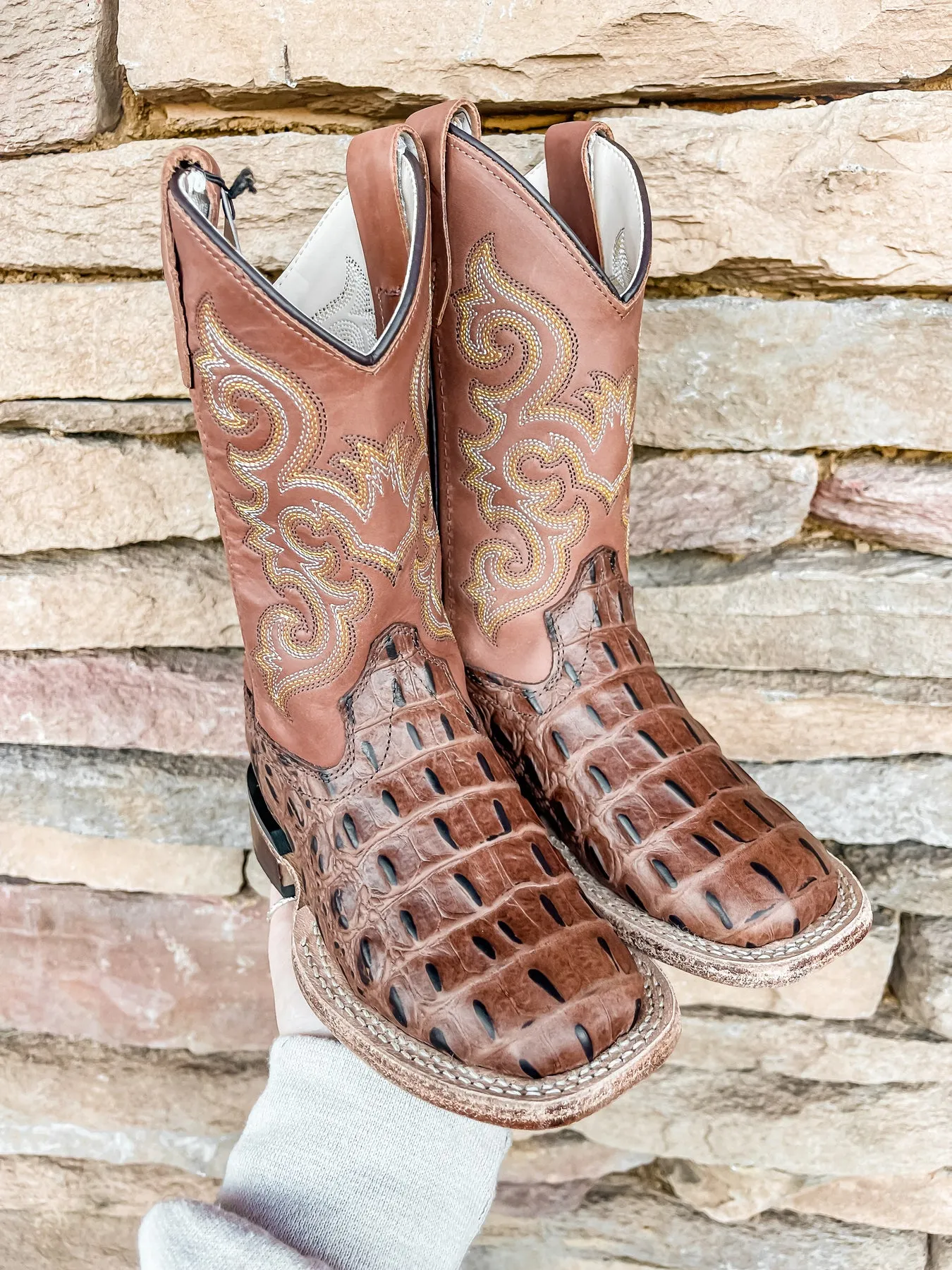 OLD WEST YOUTH SQUARE TOE WESTERN BOOTS