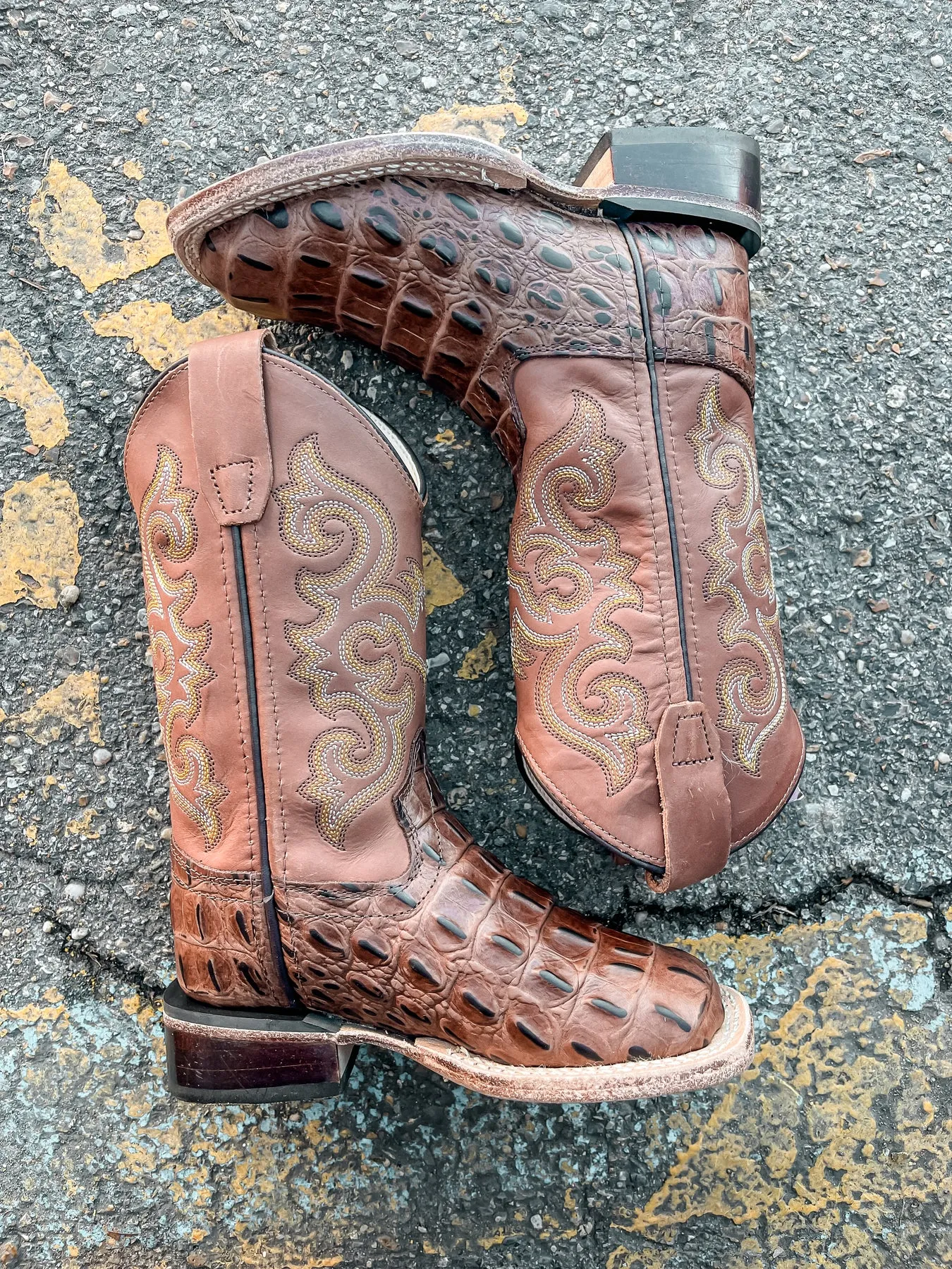 OLD WEST YOUTH SQUARE TOE WESTERN BOOTS
