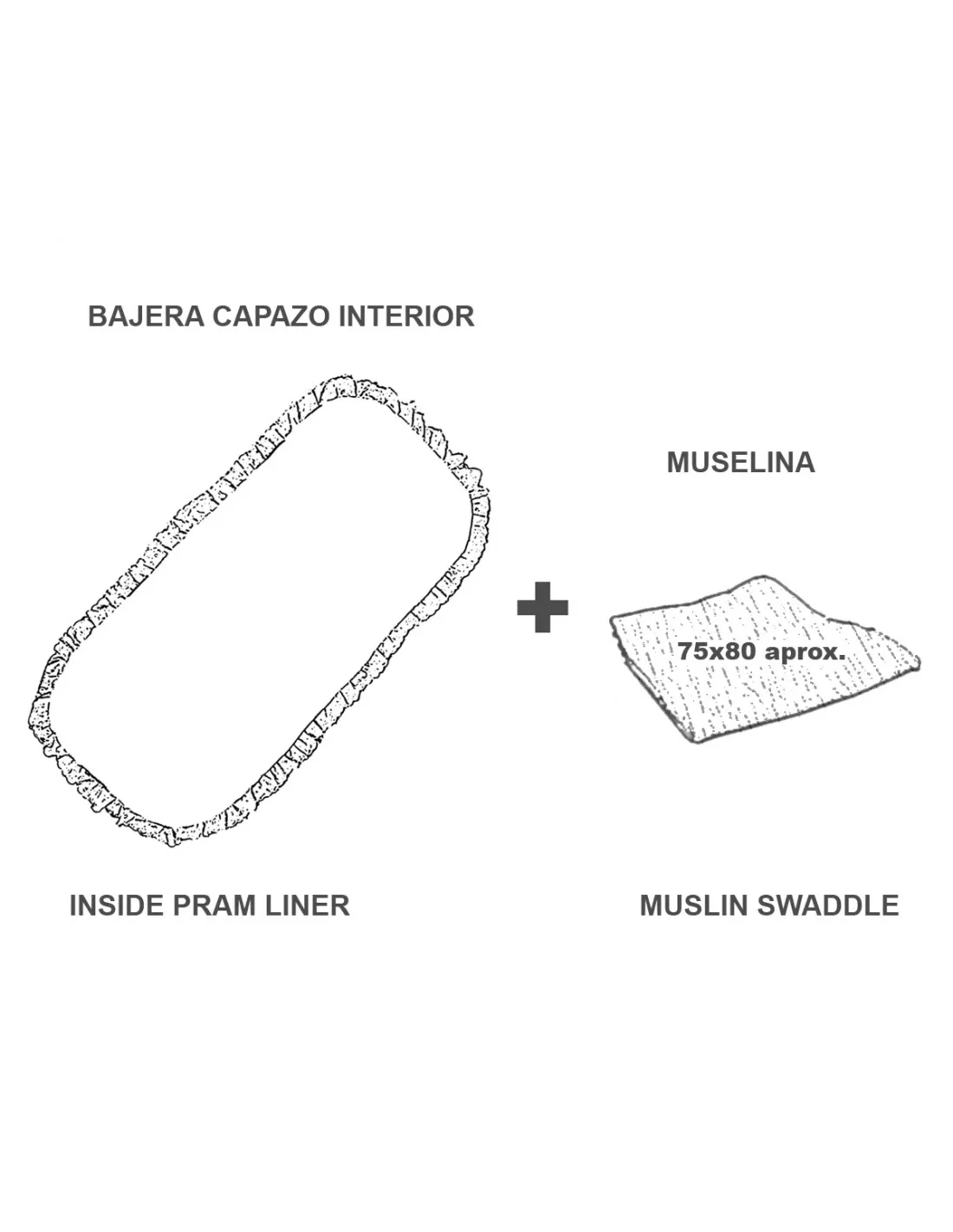 Pack bajera y muselina para capazo Bruna de Uzturre