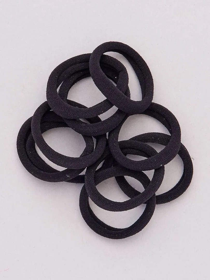 PACK DE 10 GOMAS PARA EL PELO  NEGRO