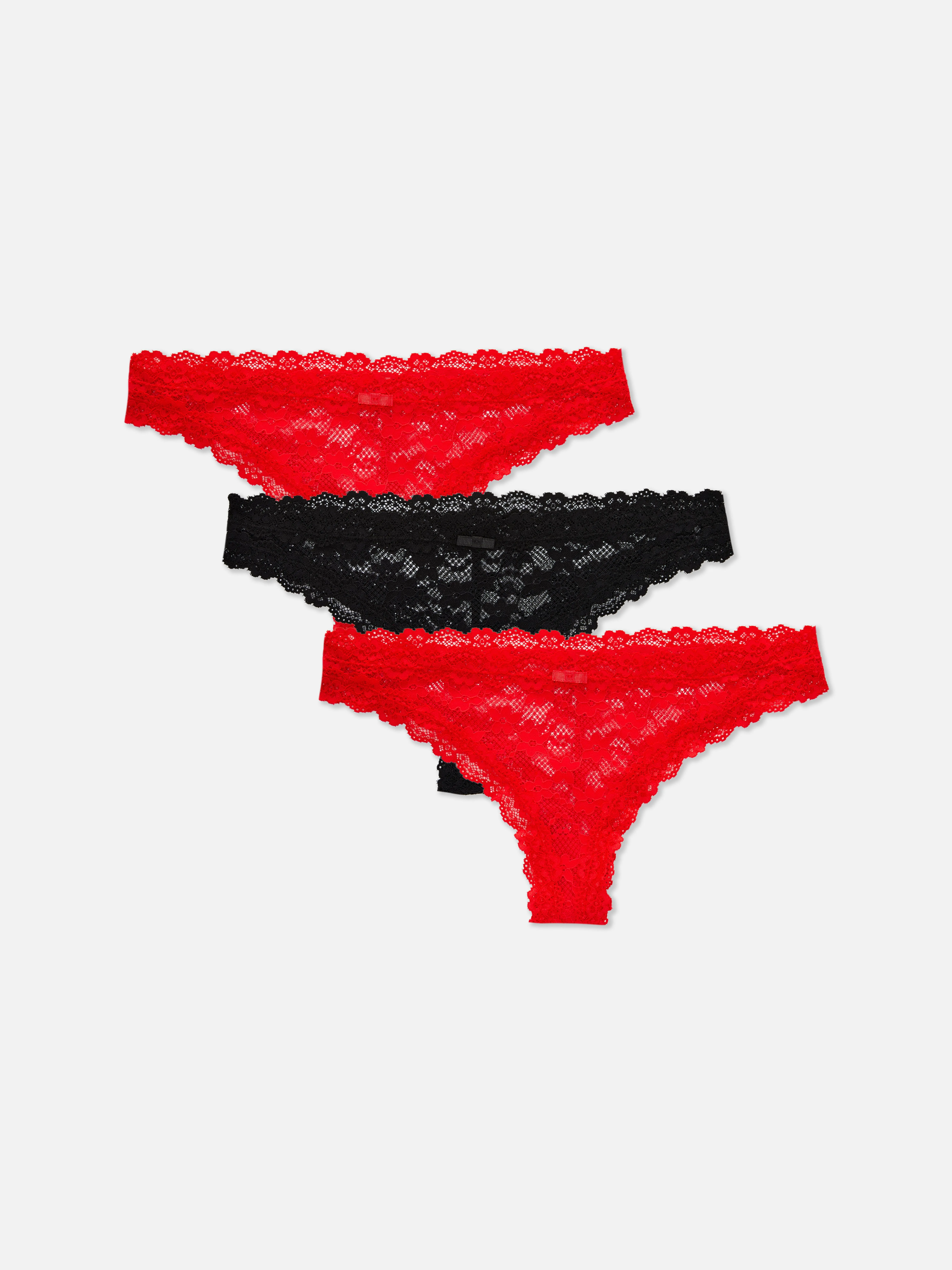 Pack de 3 braguitas brasileñas de encaje ribeteadas