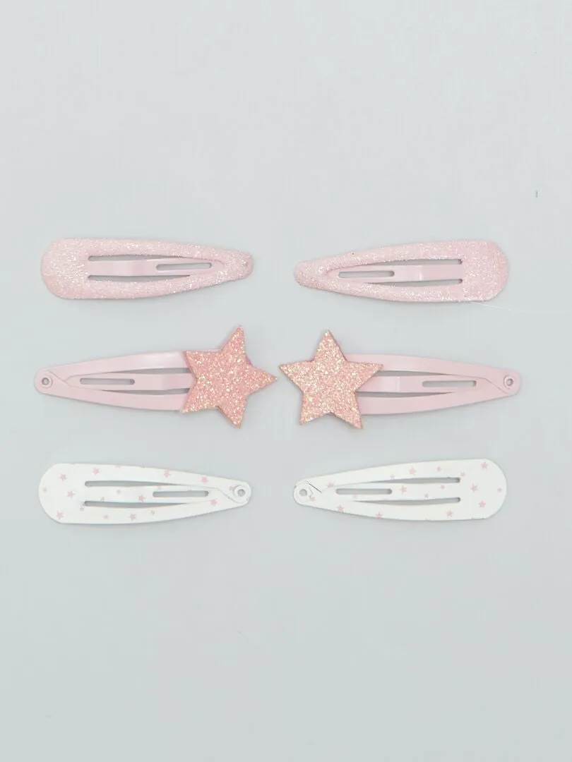 PACK DE 6 PINZAS PARA EL PELO  ROSA
