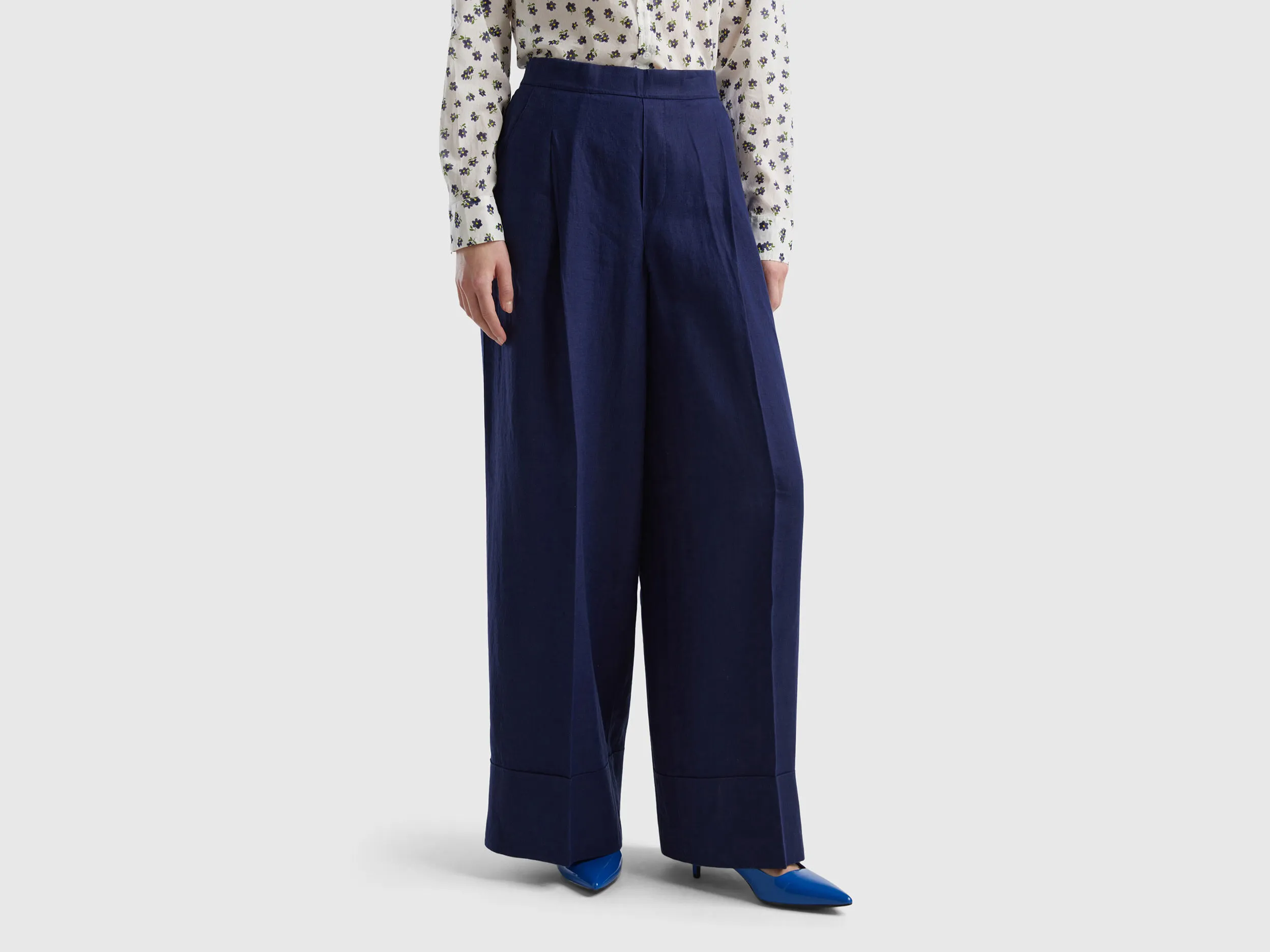 Pantalón palazzo de 100 % lino