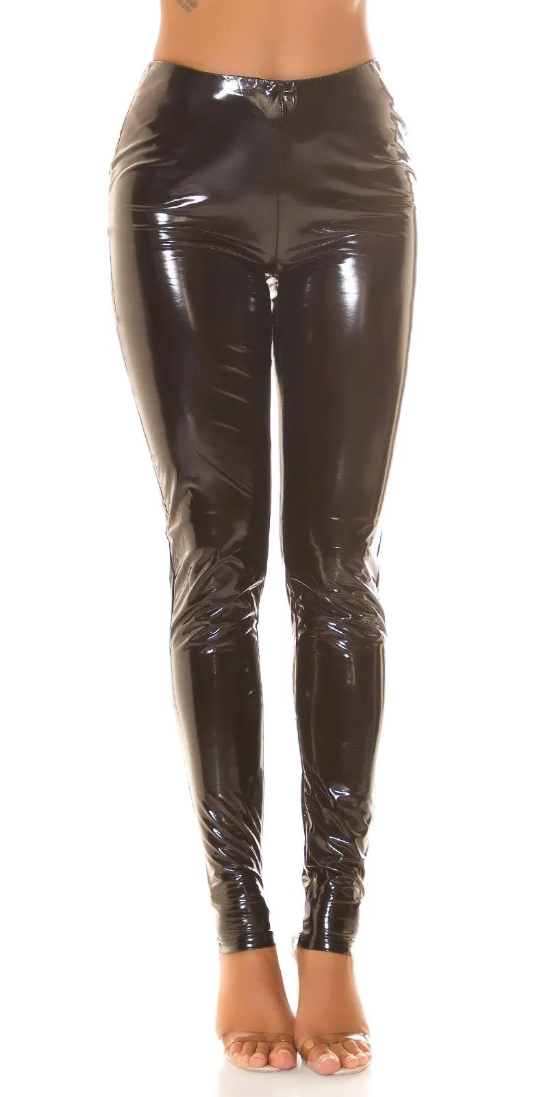 Pantalones de látex con cordones negro