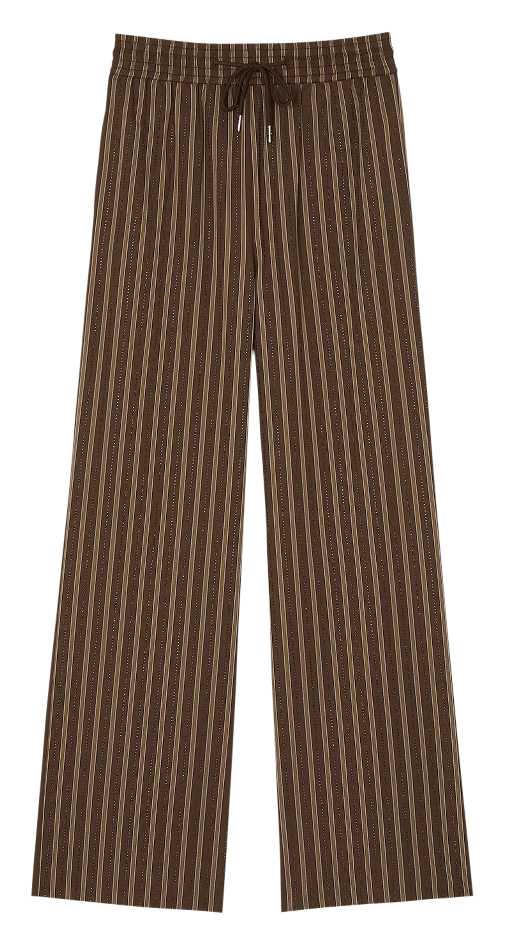 Pantalón ancho recto de algodón a rayas. en marron