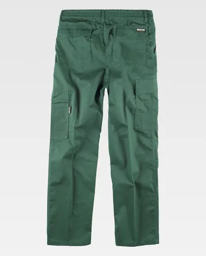 Pantalón con elástico con multibolsillos Verde Oscuro