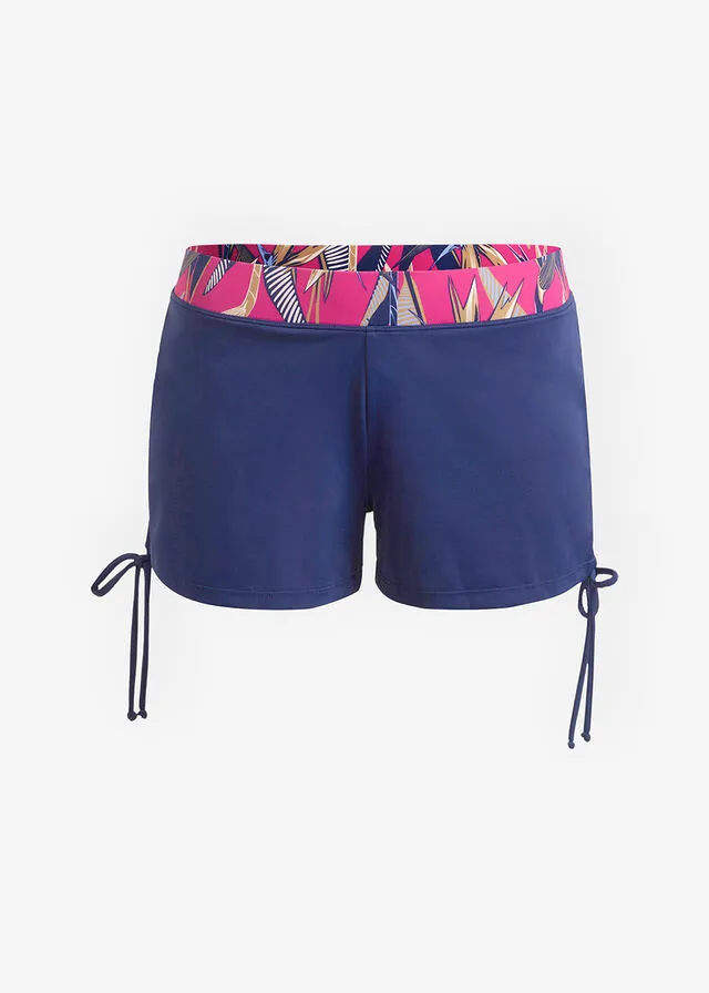 PANTALóN CORTO DE PLAYA AZUL MARINOFUCSIA ESTAMPADO