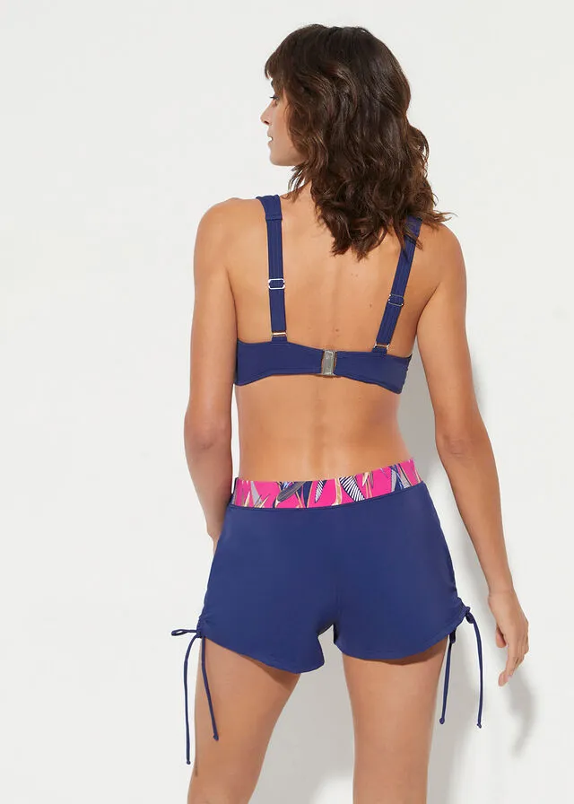 PANTALóN CORTO DE PLAYA AZUL MARINOFUCSIA ESTAMPADO