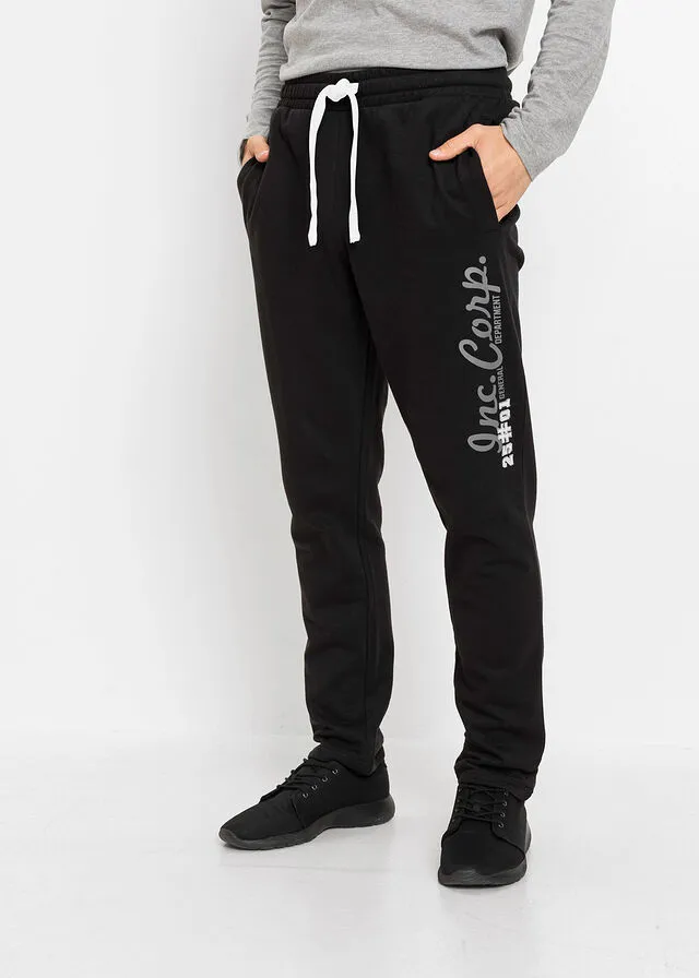 Pantalón de chándal con estampado y aplicación Negro estampado