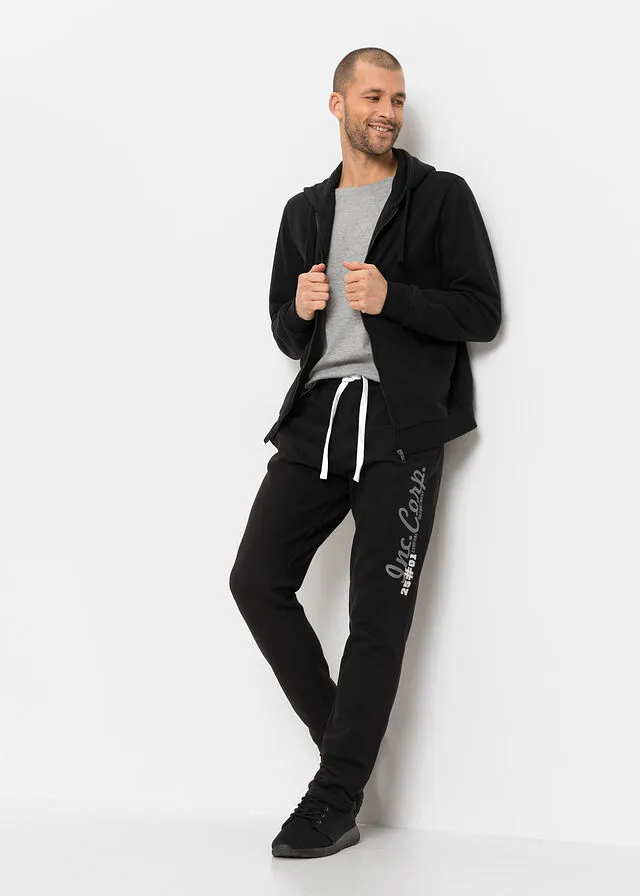 Pantalón de chándal con estampado y aplicación Negro estampado