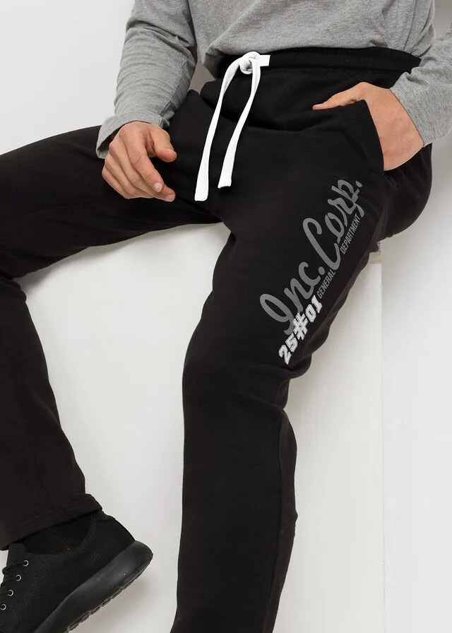 Pantalón de chándal con estampado y aplicación Negro estampado