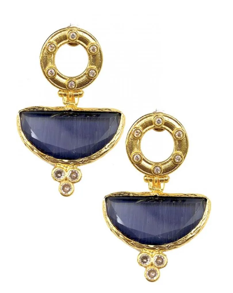 PENDIENTES DE MUJER CON PIEDRAS MORADAS CON BAÑO DE ORO