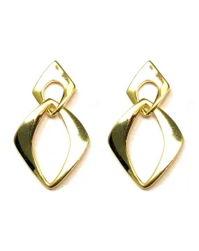 PENDIENTES DE PLATA DORADA CON DISEÑO ACTUAL DE DOBLE SILUETA