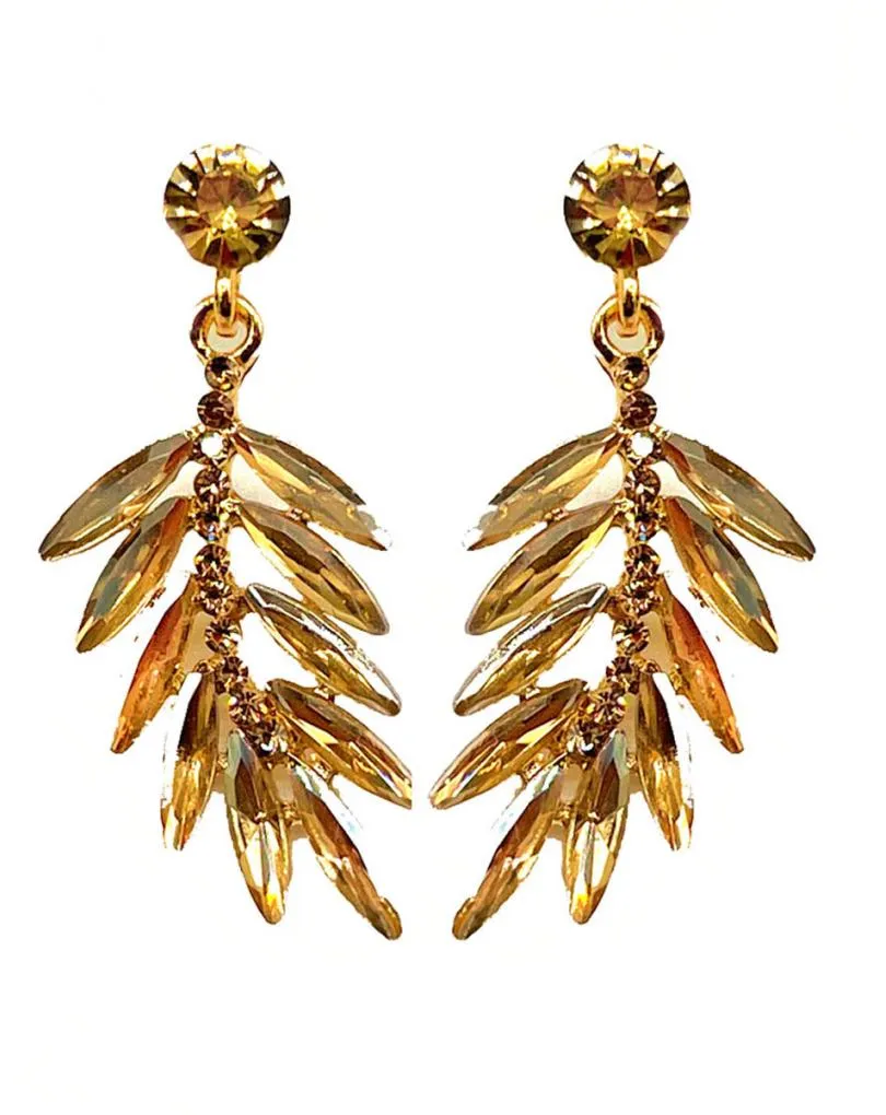 PENDIENTES DORADOS DE FIESTA CON DISEÑO DE HOJITAS VISTOSAS