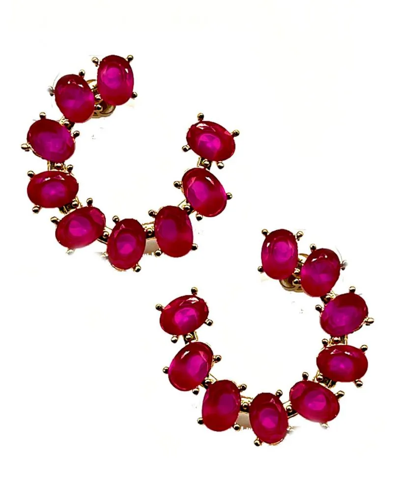 PENDIENTES FUCSIAS DE CRISTAL PARA CEREMONIAS DE DIA