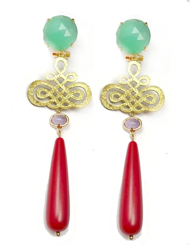PENDIENTES LARGOS ROJOS DE CHUPON DISEÑO CON AIRE FLAMENCO