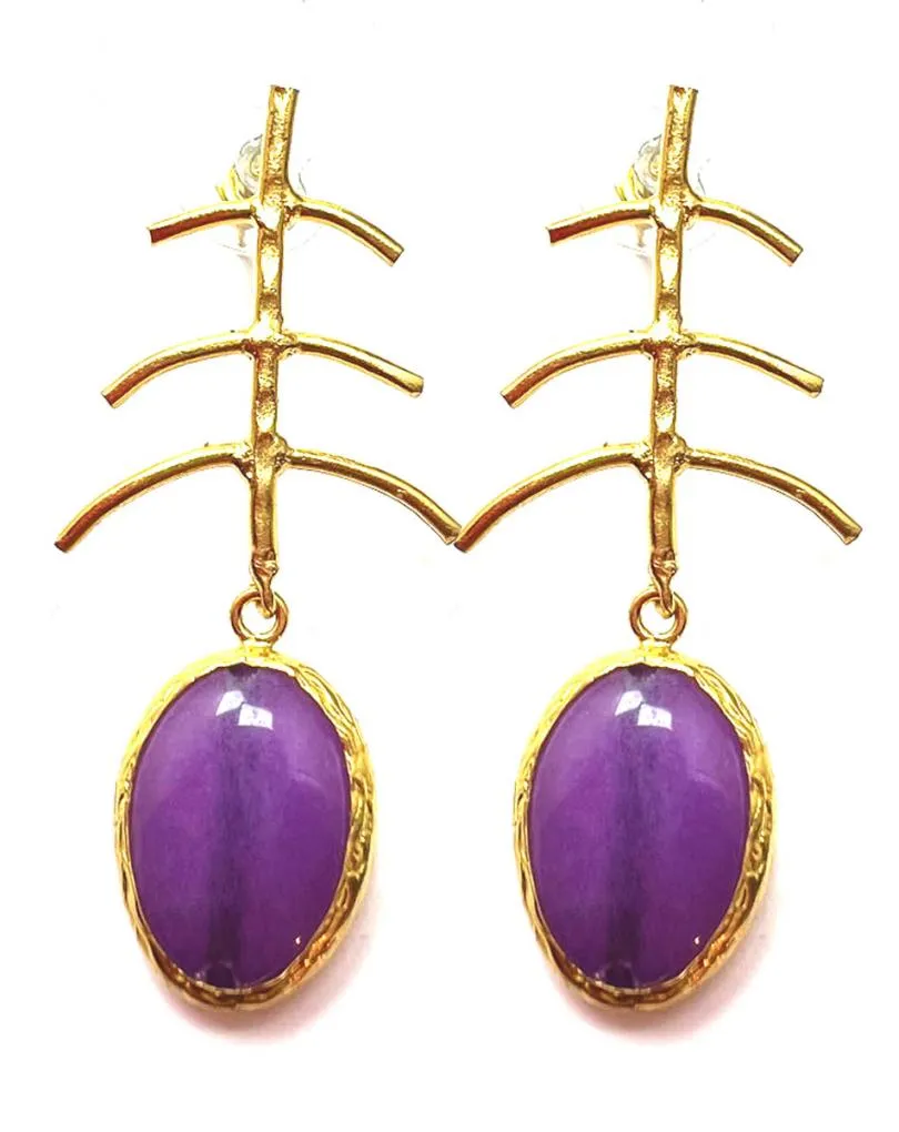 PENDIENTES LÁGRIMA MORADA ALTA BISUTERÍA CON DISEÑO ORIGINAL PARA VERANO