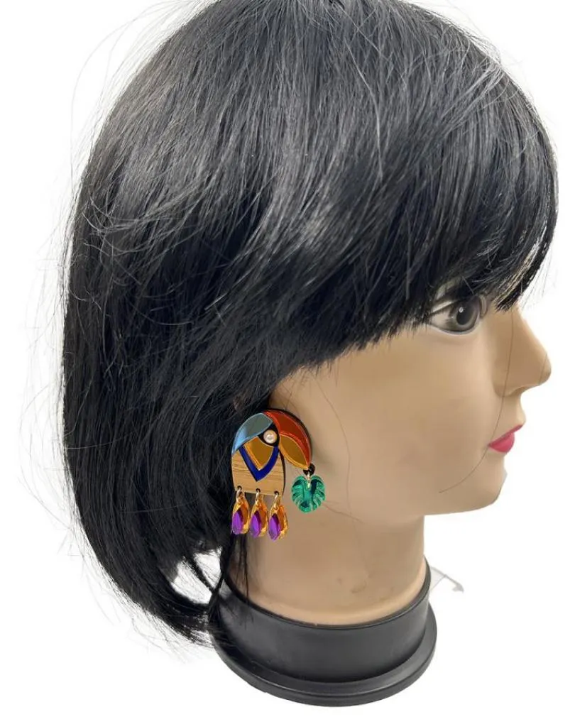 PENDIENTES MUJER DE DISEÑO GRAN COLORIDO, CABEZA TUCAN