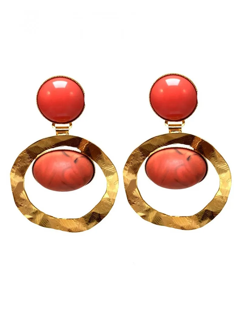 PENDIENTES MUJER ORIGINALES Y CON DISEÑO EN CORAL Y BAÑO DE ORO
