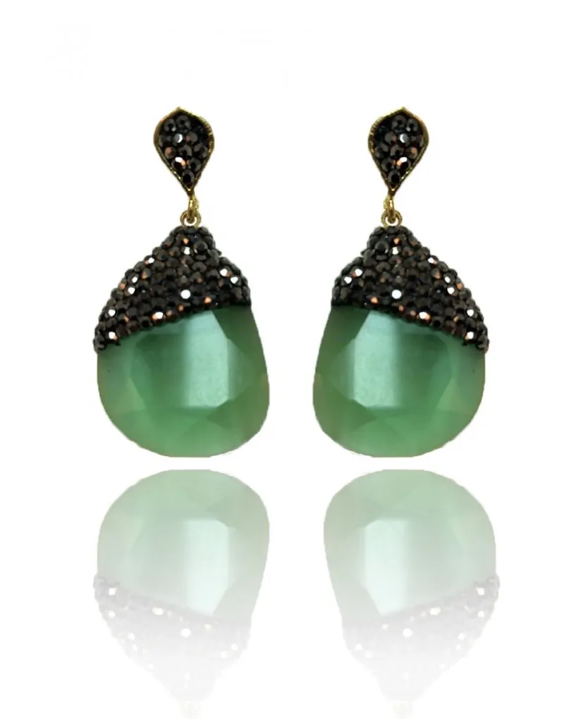 PENDIENTES PARA BODAS VERDES CON DISEÑO DE PIEDRA IRREGULAR