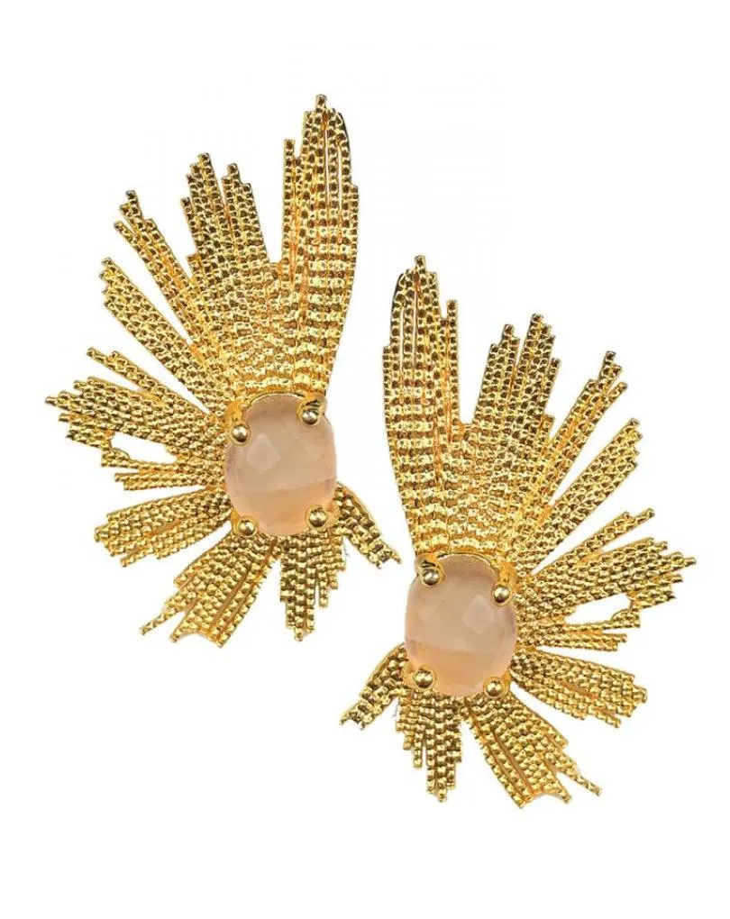 PENDIENTES PARA MUJER DORADOS Y ROSAS DE PIEDRA NATURAL