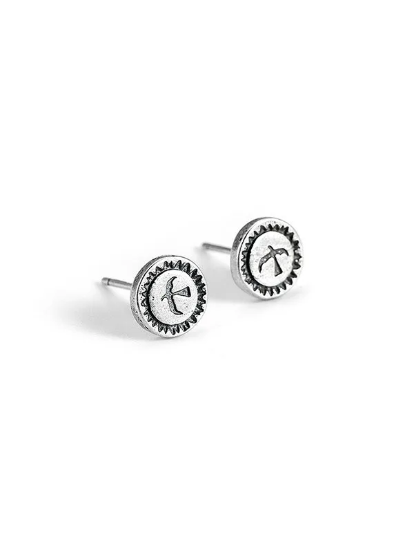 Pendientes redondos con diseño de águila plateada para hombre