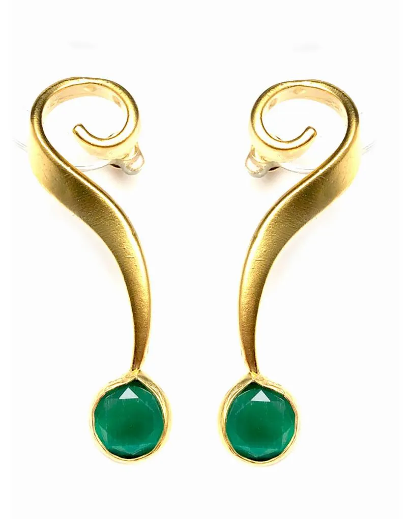 PENDIENTES VERDES CON ORIGINAL DISEÑO ONDULADO EN MATE