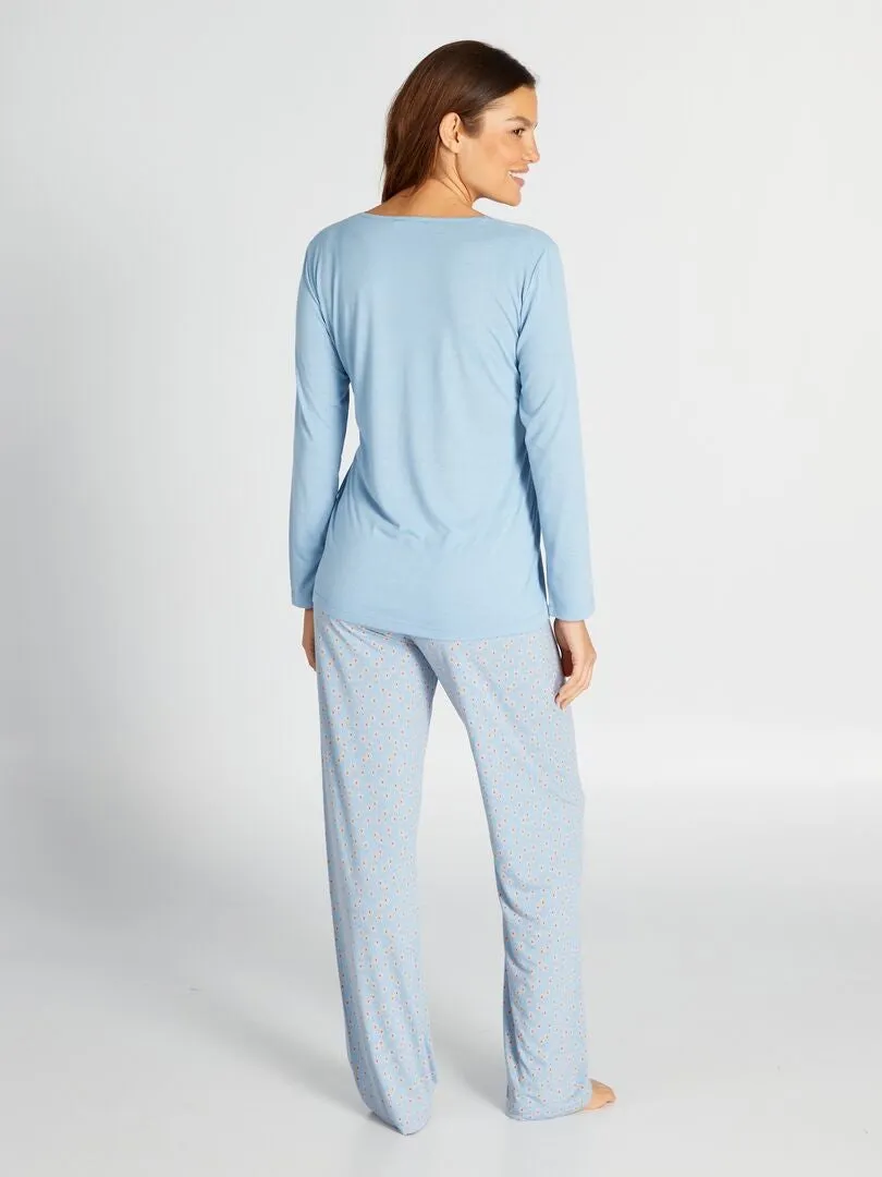 PIJAMA CON CAMISETA + PANTALóN  2 PIEZAS  AZUL