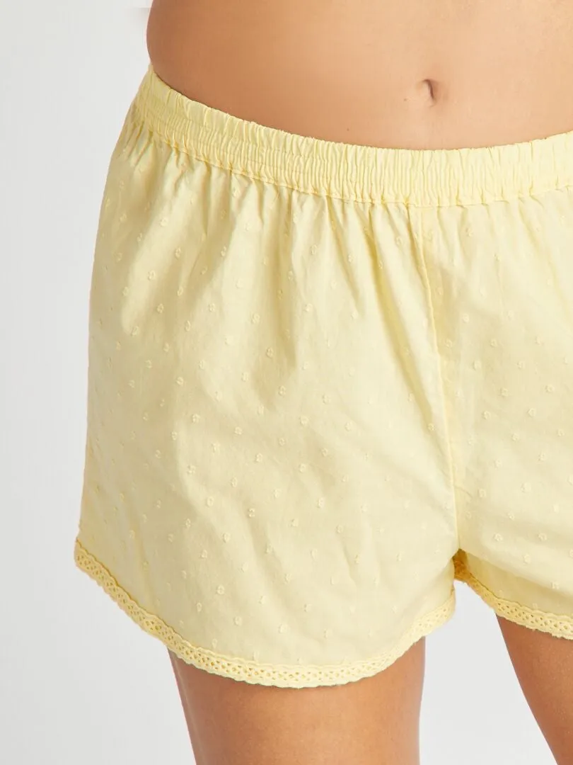 PIJAMA CON CAMISETA DE TIRANTES + SHORT  2 PIEZAS  AMARILLO