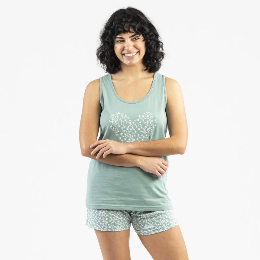 Pijama corto algodón Kioto verde
