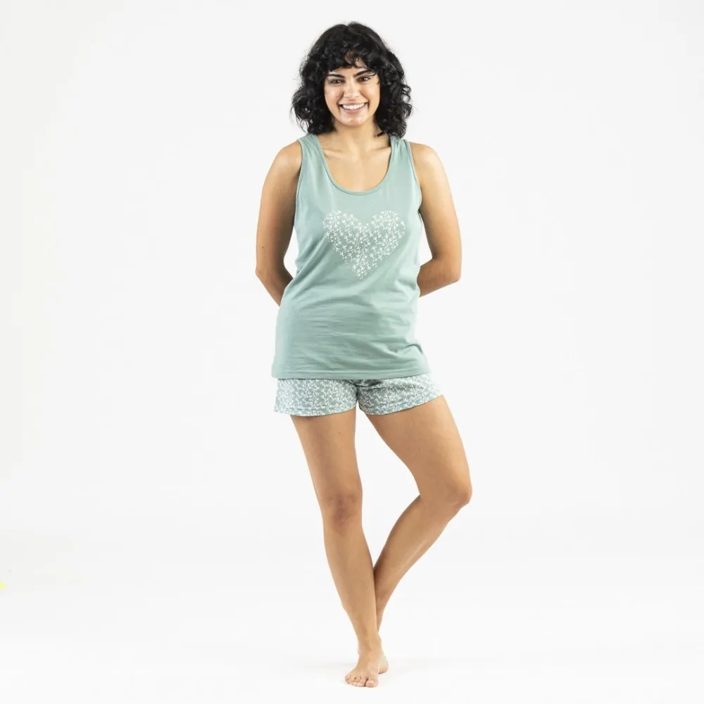 Pijama corto algodón Kioto verde