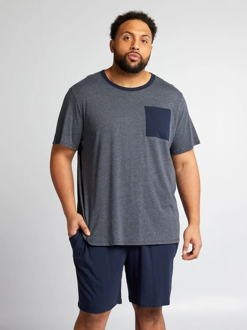 PIJAMA CORTO CON CAMISETA + PANTALóN CORTO   2 PIEZAS  AZUL